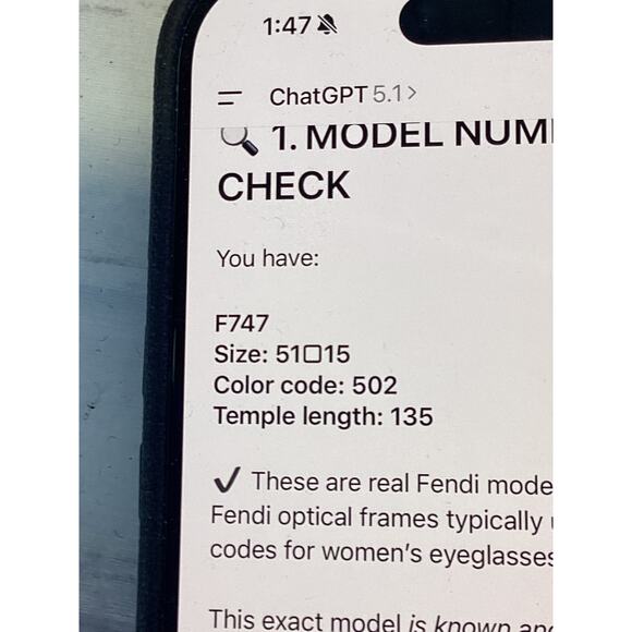 Fendi F747 502 Women's Eyeglasses Metallic Lilac Purple 135 Authentic w/ case - Picture 5 of 5